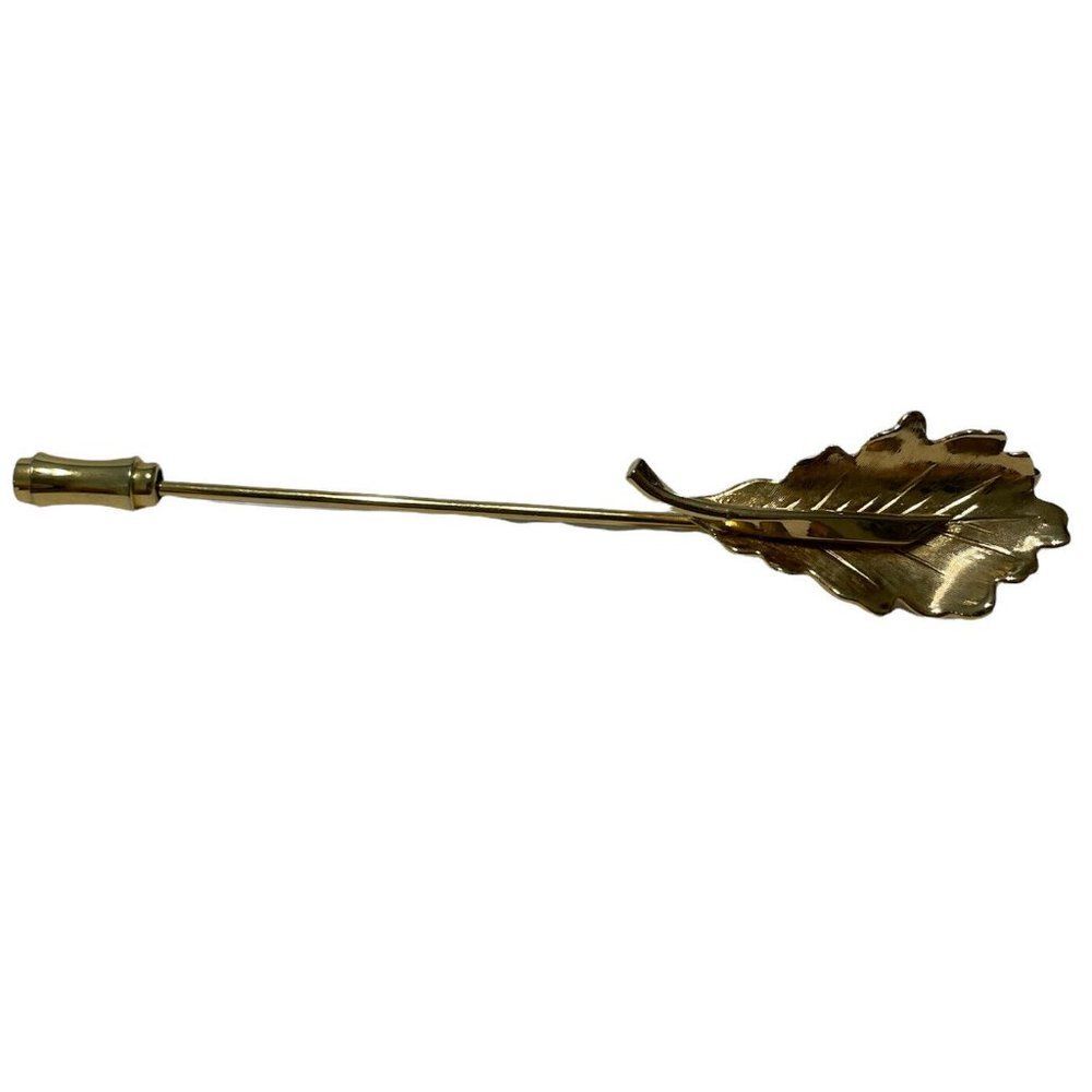 vintage gold tone leaf stick pin brooch Mcm Mid Century Modern